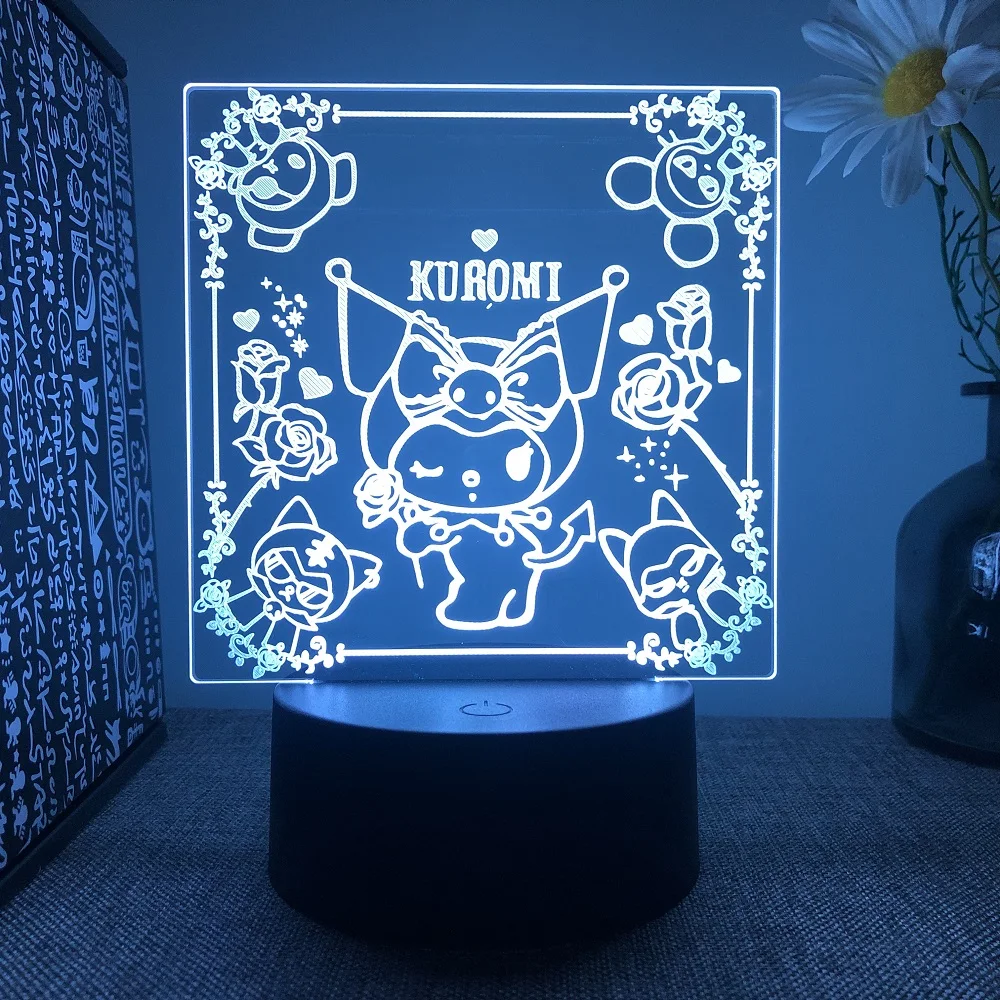 3D Acrylic LED Night Light Dream Magic Melody kuromi 16 Colors Remote Control Girl Room Decoration Birthday Christmas Gift