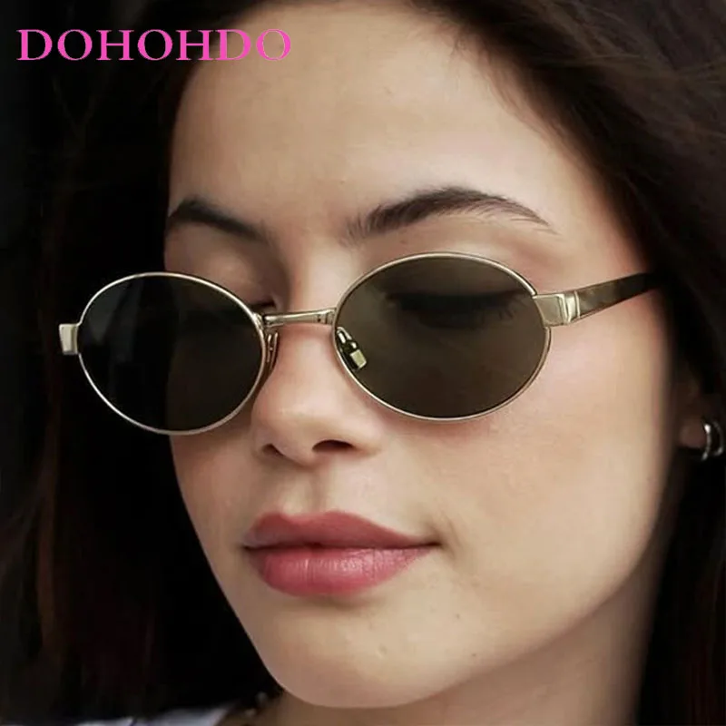 

Luxury Hip Hop Punk Retro Small Oval Women Sunglasses Trendy Brand Metal Men Sunglass Fishing Travel Driving Shades UV400 Lentes