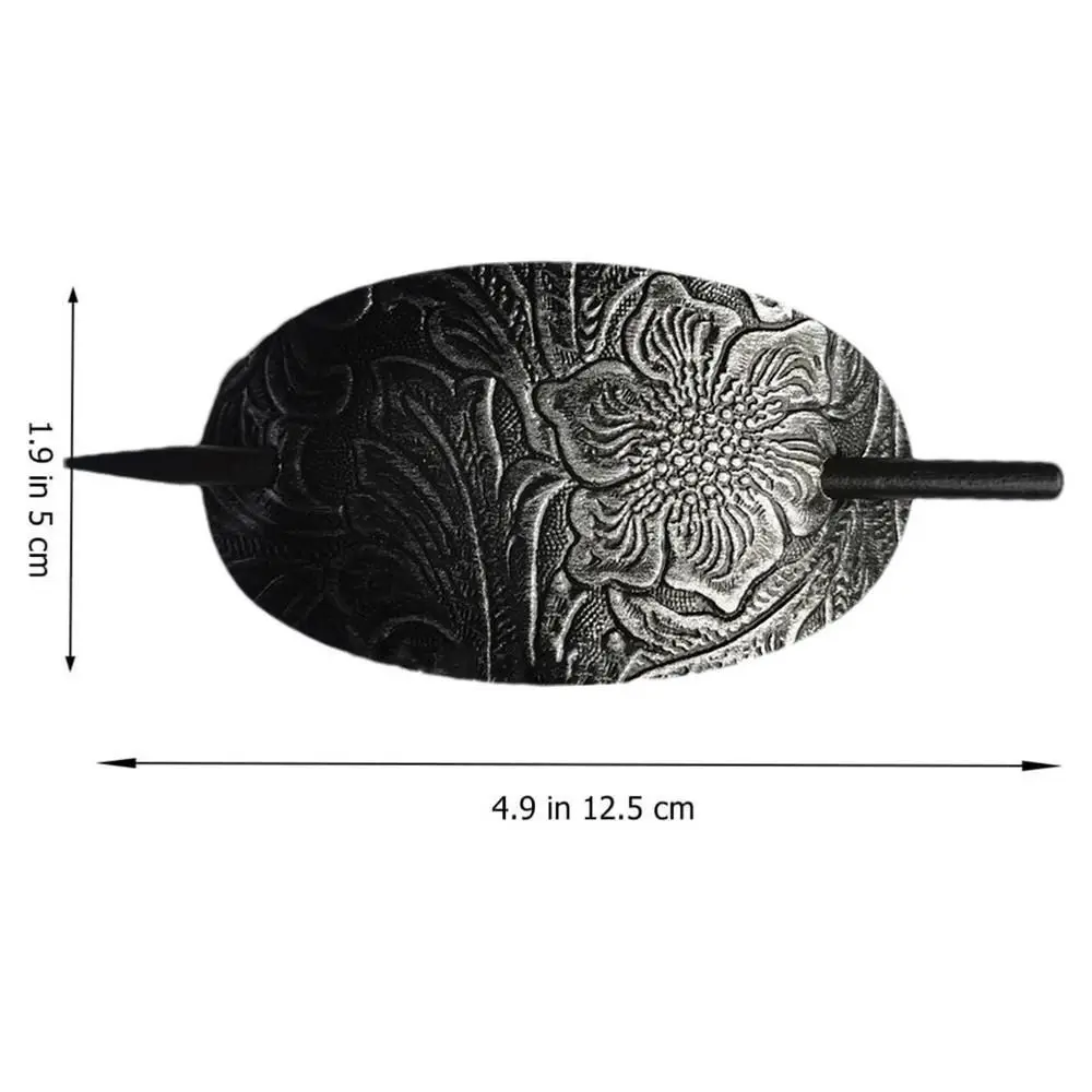 Women Girls Oval Shape Ponytail Holders Leather Hair Sticks Hair Tie Hair Barrette Hair Pins