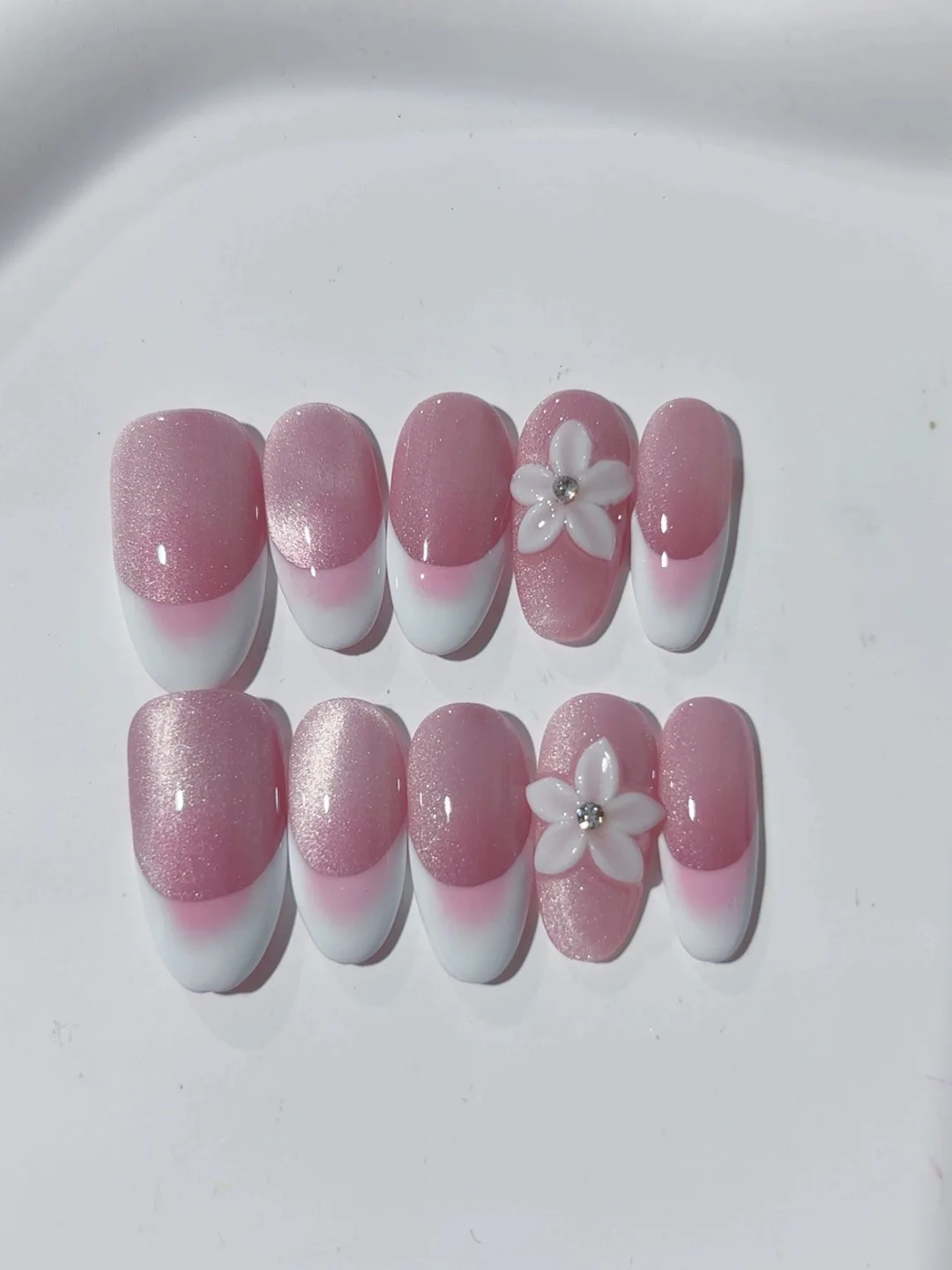 

French Smudged Cat Eye Nail Art Fashion Manicure (C404)