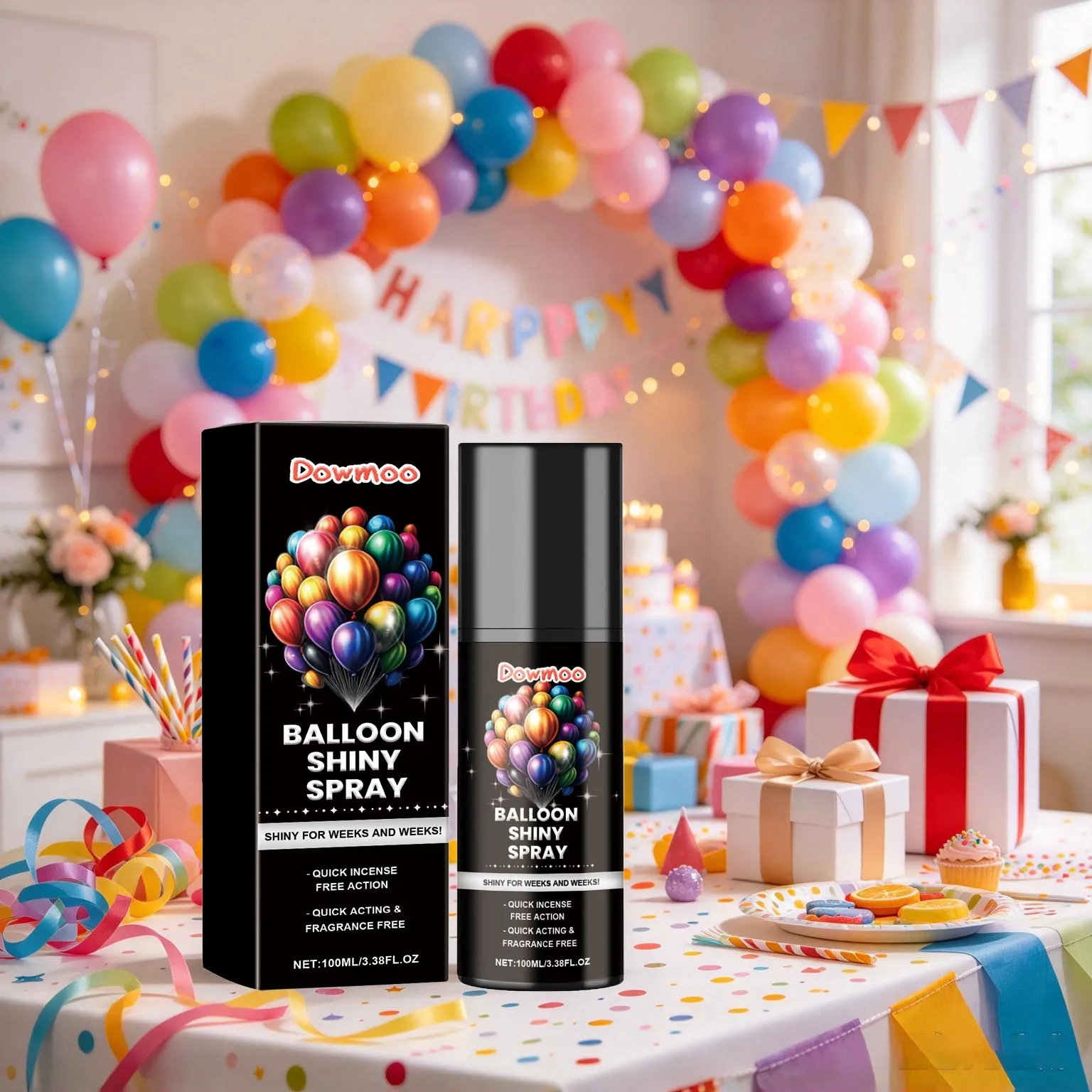 100ML Balloon Shine Spray Safe Formula Lasting Gloss Enhancer Odorless Polishing Balloon Brighten Spray for Party Decorations