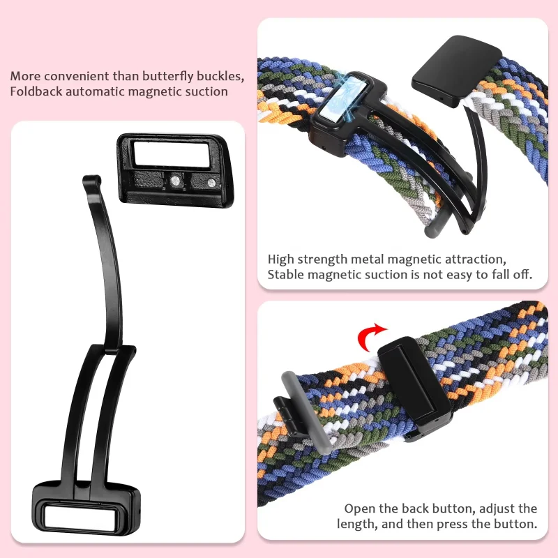 Nylon Braided Magnetic Strap for Xiaomi Band 8-9 Pro Sports Breathable Adjustable Wristband Redmi Watch 6 5 4 Band Accessories