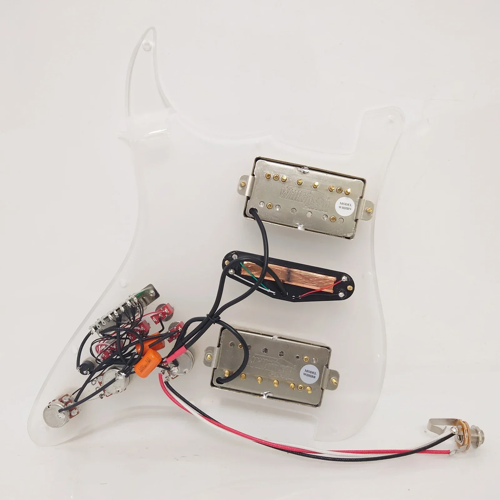 Prewired HSH Loaded Electric Guitar Pickguard Transparent Scratch Plate with Coil Split Alnico 5 Humbucker Pickups for ST view 5