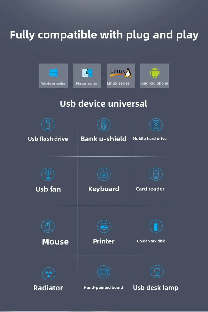 4-Port USB 2.0 Hub, USB-Verteiler Eins-zu-Vier, Mini-USB-Erweiterung für Laptop Desktop PC mit 15cm/100cm Kabellänge – Detail 10
