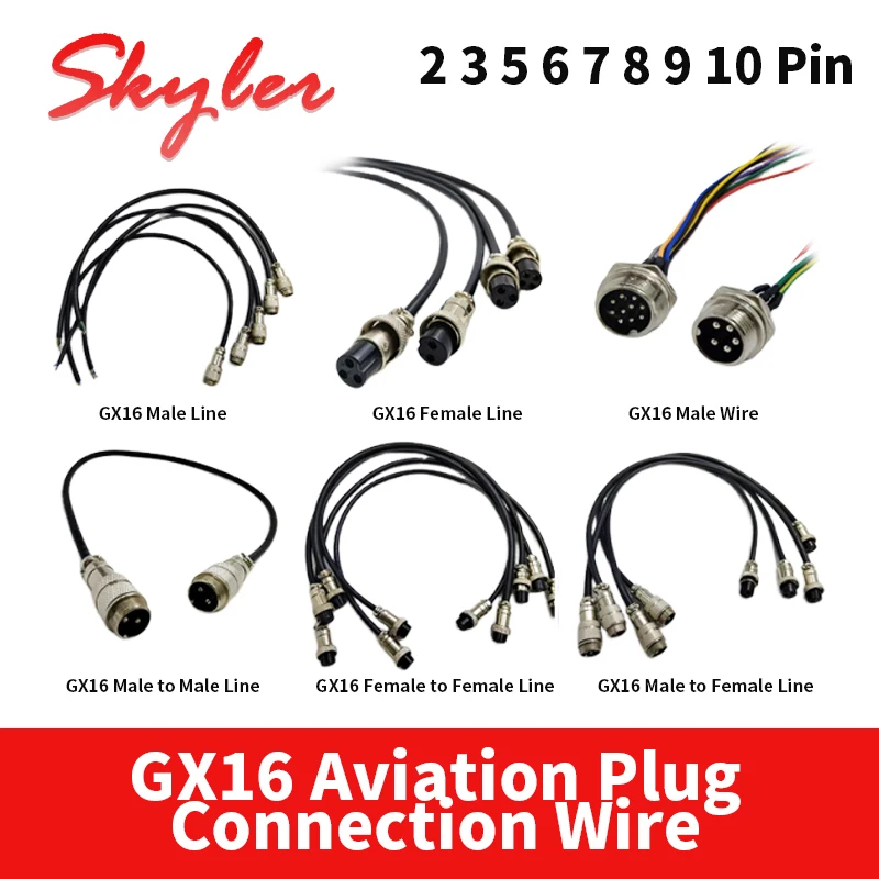 GX16 Aviation Connector Plug Cable Industrial Grade Extension Line 2 3 5 6 7 8 9 10Pin Socket Male/Female Sensor Connection Wire