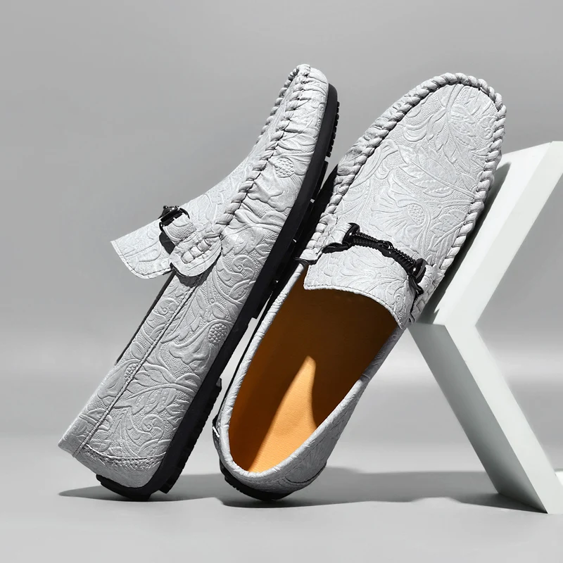 

ELUVA Мужские лоферы 2025 Новые нескользящие туфли для вождения на мягкой подошве Легкие удобные повседневные лоферы без шнуровки большого размера для мужчин