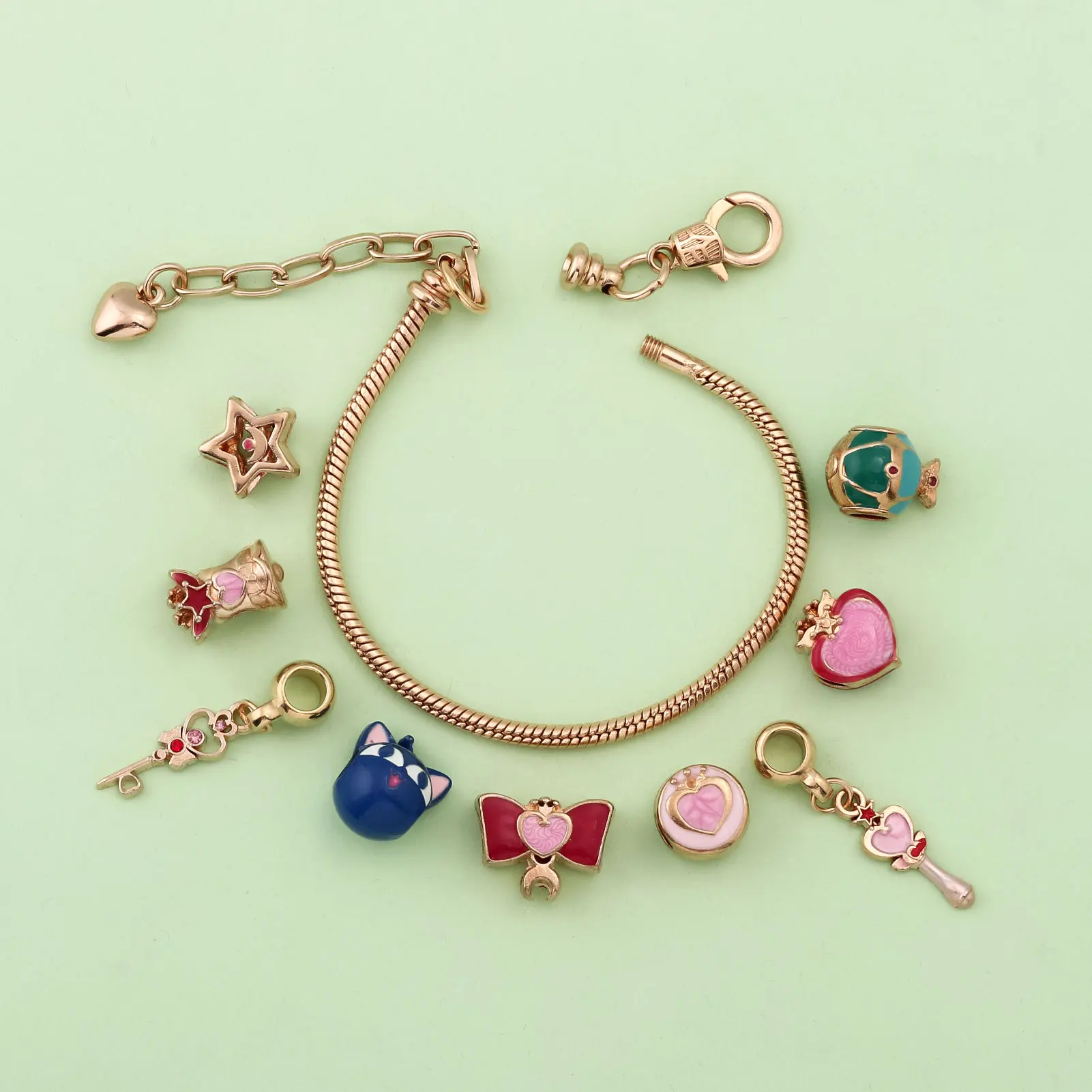 أنيمي كاردكابتور ساكورا القمر Tsukino Usagi سوار سحر للنساء أساور لطيف ستار القلب المينا الإسورة تأثيري مجوهرات هدية #2