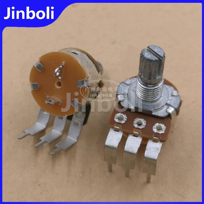 5PCS WH148 Type Single Potentiometer Bent Foot 3Pins With Switch B50K Volume Switch B503 Flower Shaft Length 15MM