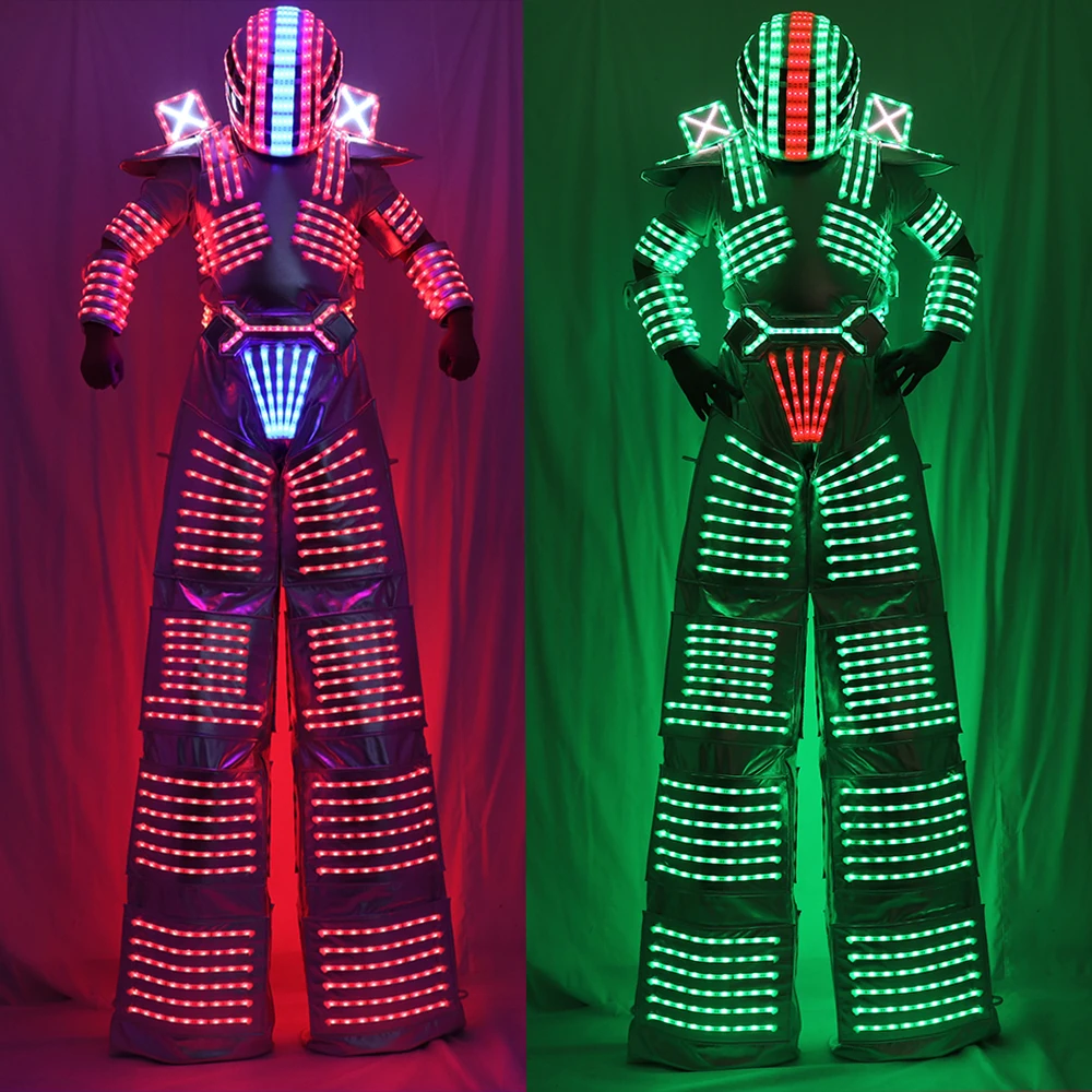 Traje de Robot LED Stilts Walker LED Light Robot Costume Clothing Event Kryoman Costume Led Disfraz De Robot