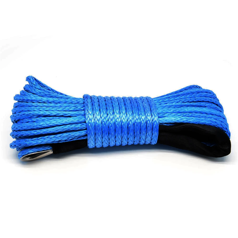 Heavy Duty Winch Cable Synthetic Towing Rope 7700LBs 15m with Sheath for ATV UTV Off Road Maintenance