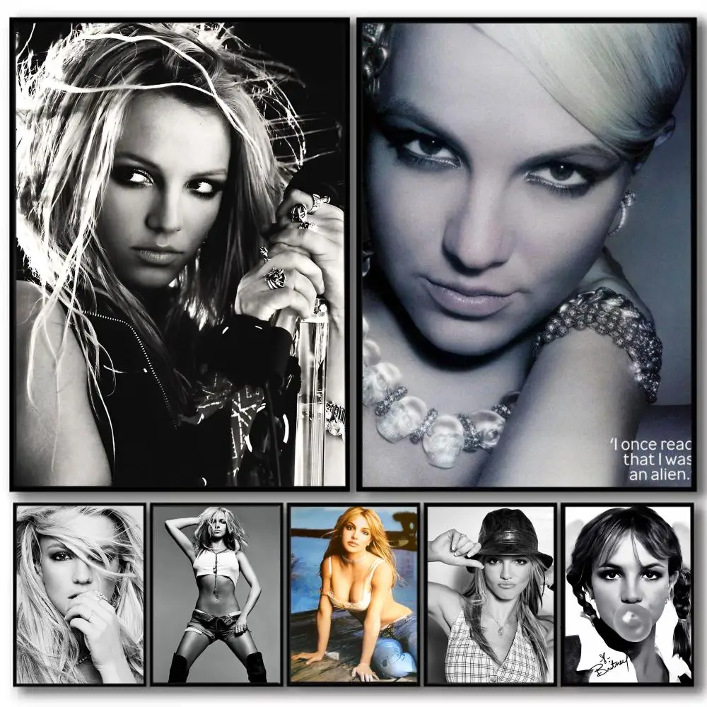 Classic Photos of Singer Britney Spears Poster Decorative Wall Art Stickers Mural Photo Print for Home Living Room Hallway Decor