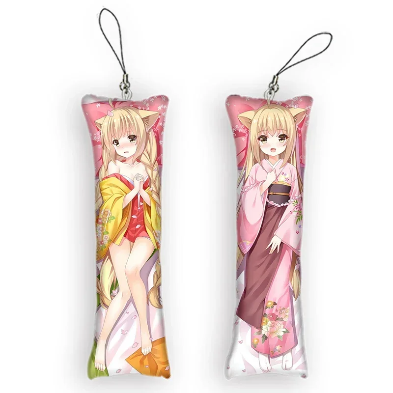 

Fashion4x12cm Cute Pendant Yuzu Mini Dakimakura Keychain Anime Body Key Chain Hanging Phone Pendant Cosplay Anime Keychain