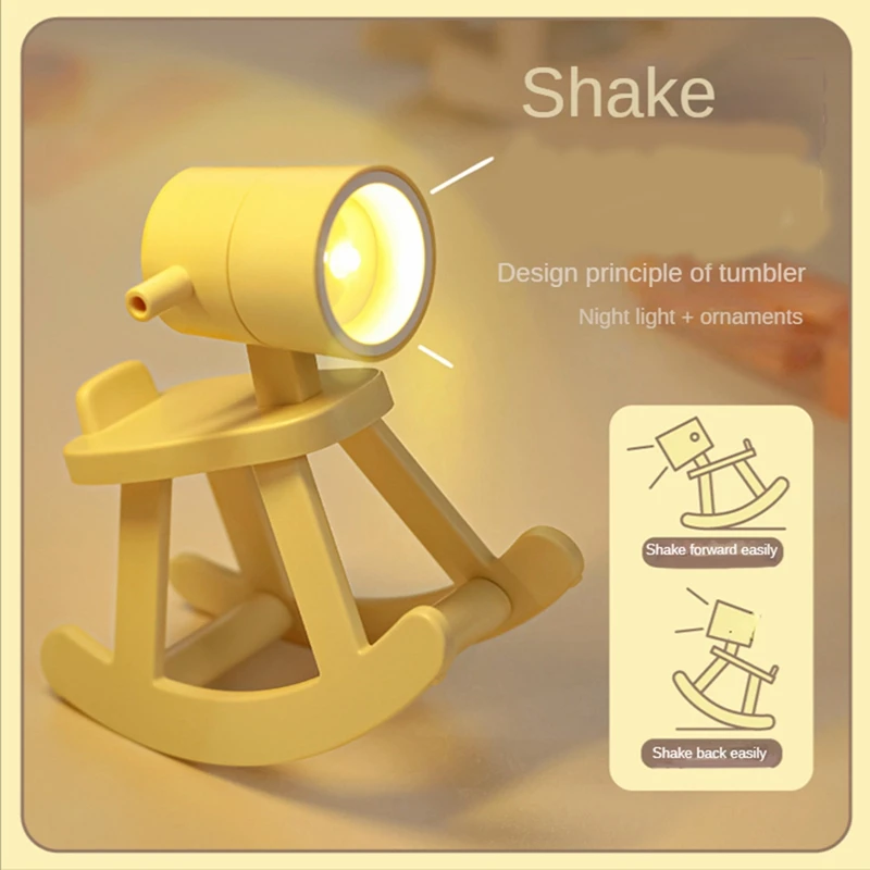 Cartoon Gift Book Lamp Desktop Ornament Cute Atmosphere Light Rocking Horse Mini Night Light Mobile Phone Holder