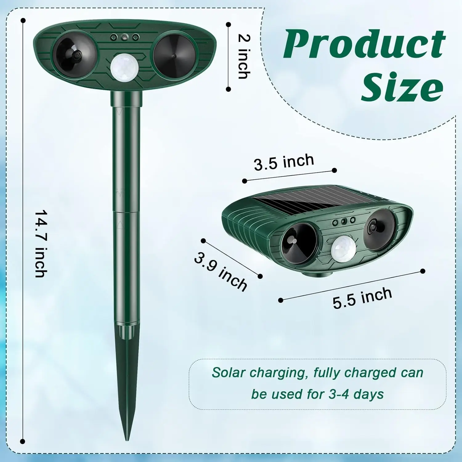 1pc Ultraschall Tier Abweisend Katze Hund Abweisend Solar Powered Wiederaufladbare Garten Wasserdichte Tier Abschreckung Für Bauernhof Hof – Detail 2