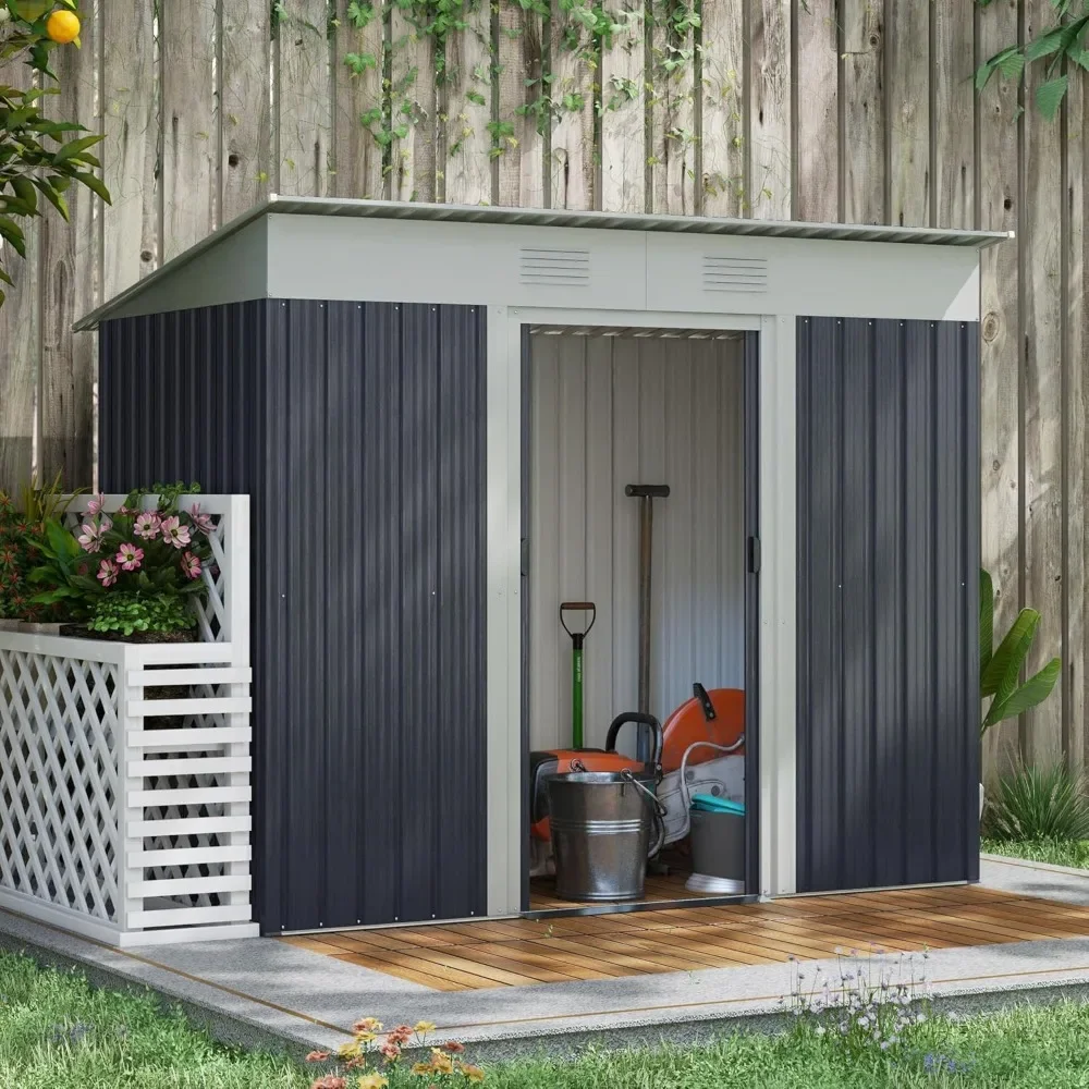 Garden Shed Outsunny 7' x 4' Metal, Outdoor Storage Shed, Garden Tool House with Double Sliding Doors, Vents for   Garden Shed