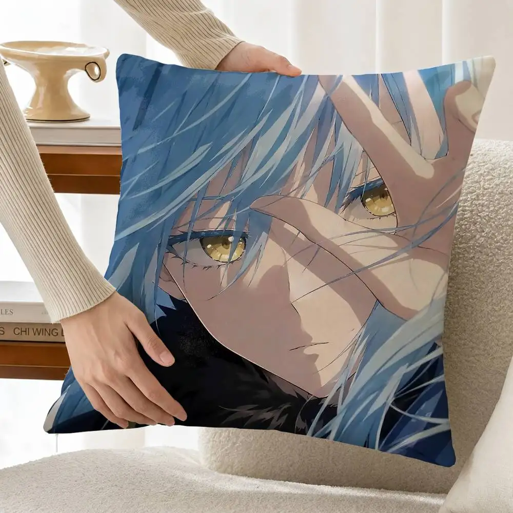 Cute T-Tensura R-Rimuru Tempest Slime Customizable Square Pillow case Double Sided Print Sofa Bedroom Decor Cushion Cover