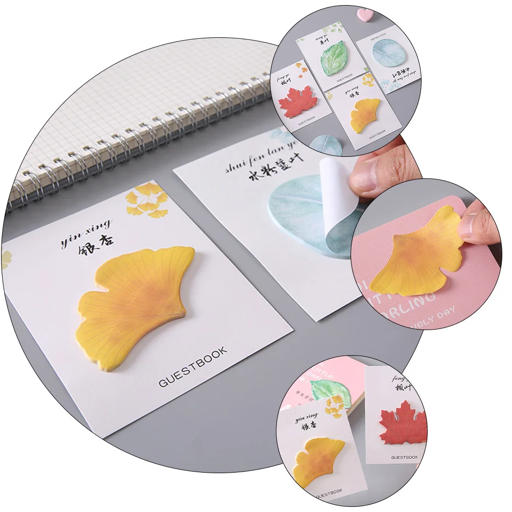 

12Pcs Salted Leaf Note Pads Simple Design Lovely Cartoon Memo Stickers Sufficient Quantity for to-Do Lists Sticky Memo Pads
