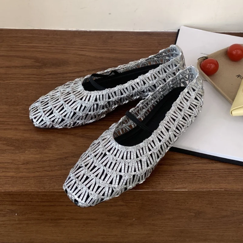 

Weave Hollow Designer Ballet Flats Women Breathable Comfortable Casual Women's Shoes Shallow Light Fashion Brand Mary Jane Shoes