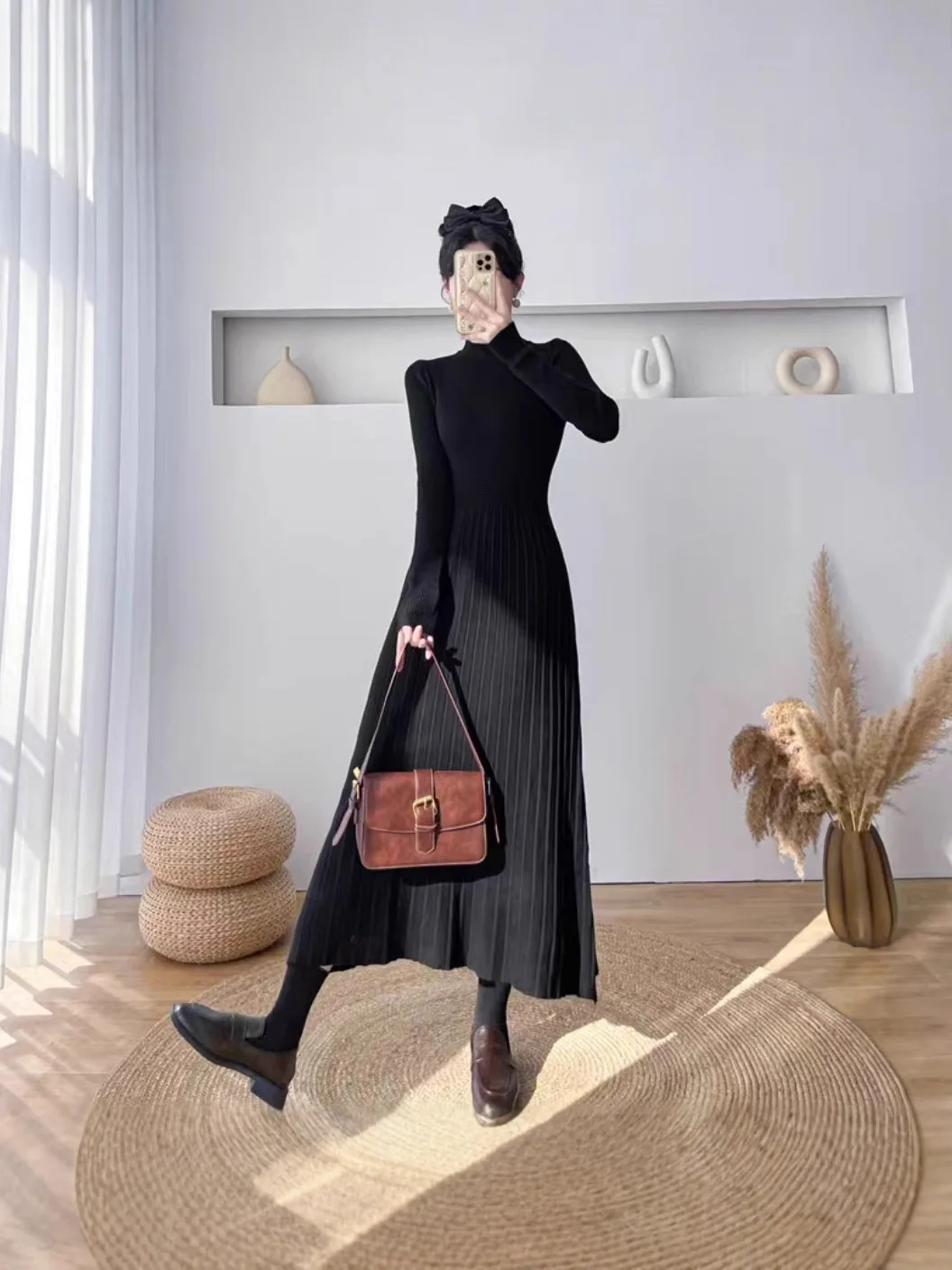 Vestidos femininos vestido cáqui primavera cupro ilhó amarrado em camadas plissado mori menina floresta artístico bonito picante fim de semana piquenique