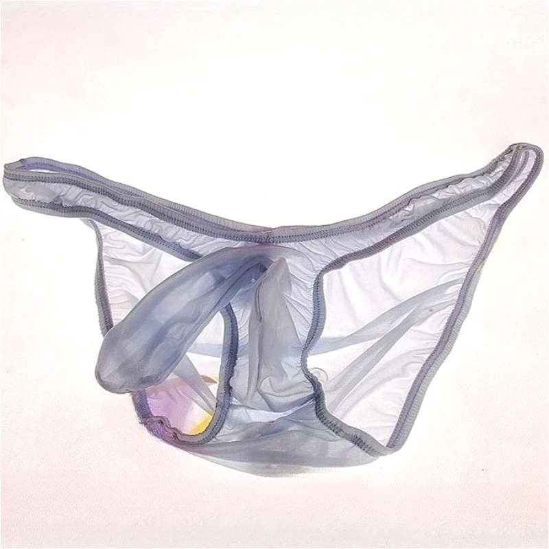 Sexy Underwear Mens Ice Silk Closed Sheath Briefs Transparent Tight Fitting Men Triangle Panties Low Waist Ropa Interior Hombre