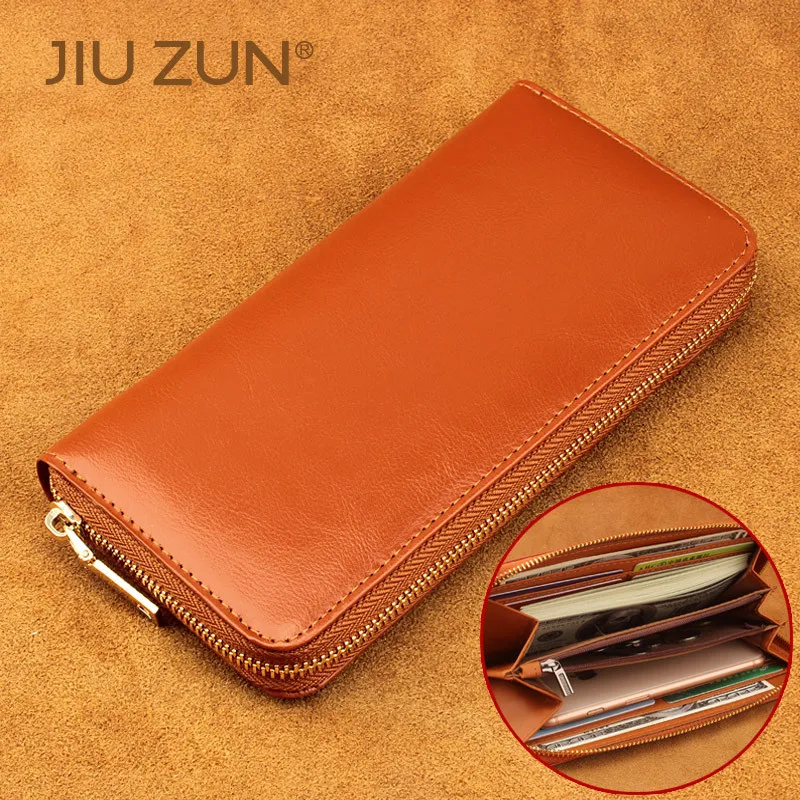 

Mens Premium Product Women Genuine Leather Wallet Real Cowhide Wallets For Man Anti-Magnetic Clutch Black Wallet Long Purses