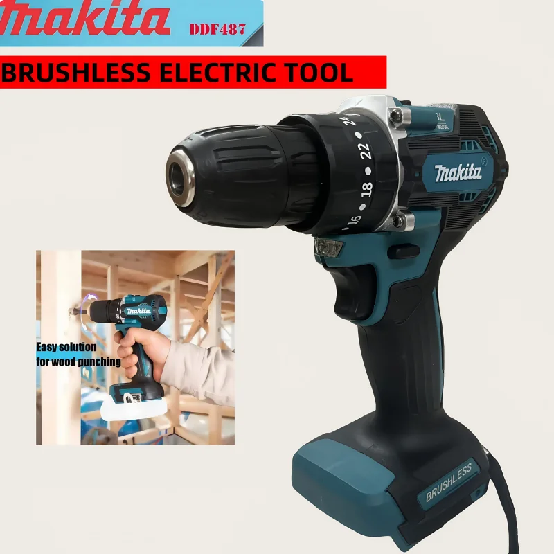 

Original for Makita 18V DDF487 Cordless Driver Drill Brushless Electric Impact Screwdriver Rechargeable Power Tool