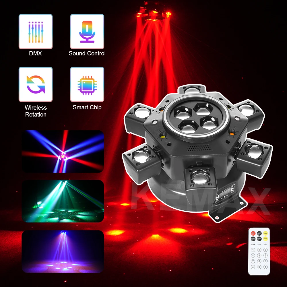 

150W Moving Head Disco Lights LED RGBW Remote Control Beam Strobe Dj Light with Strip DMX Stage Lighting for Nightclub Party Bar