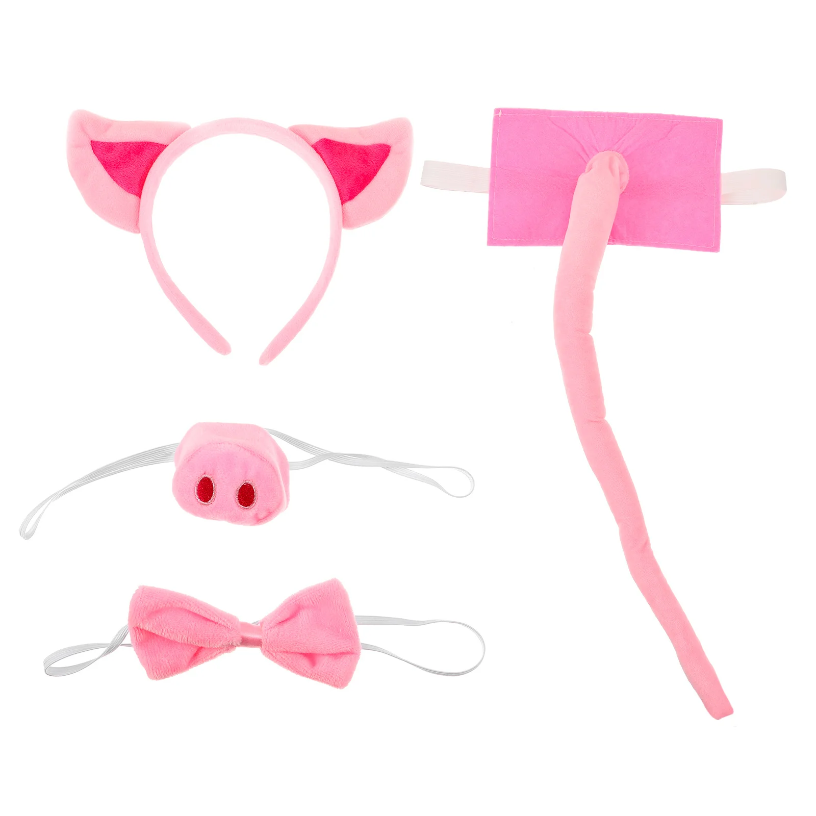 1Set Cute Pig Headband Nose Tail Bowtie Costume Cartoon Pig Props Easy Wear Kids Party Performance Cosplay Kids Animal Costume