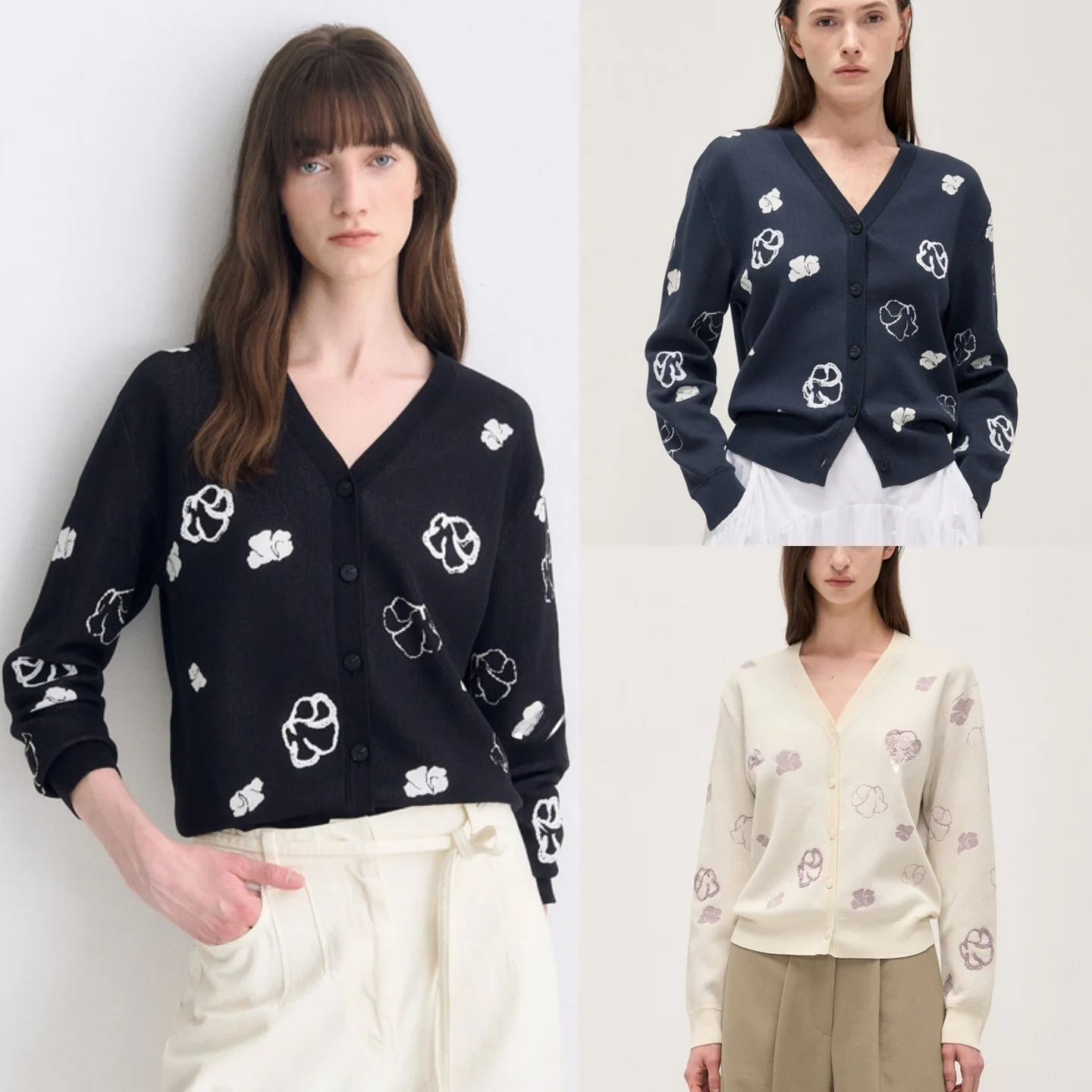 เสื้อสเวตเตอร์ถักไหมพรมทรงสลิม คอวี สีสันสดใส สไตล์ลำลอง ติดกระดุม แขนยาว สำหรับผู้หญิง