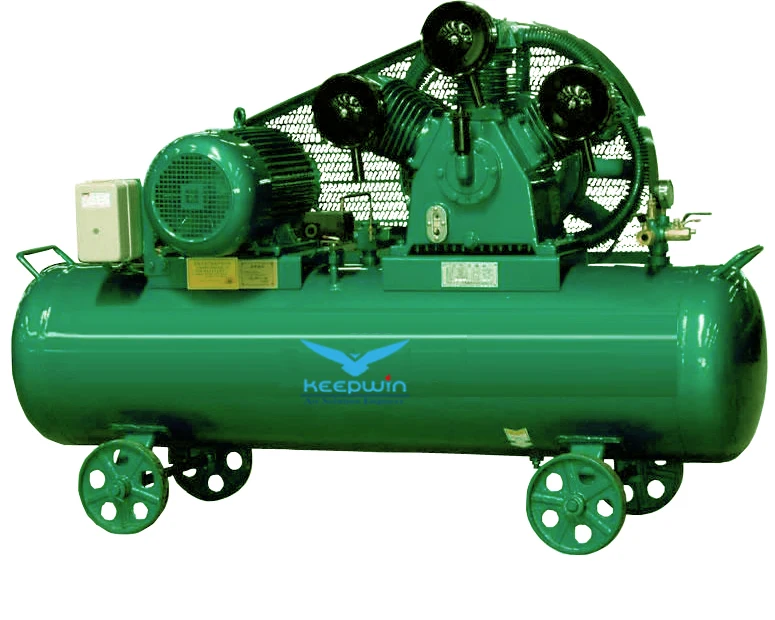 7.5KW 10 8bar Portable Movable Tank Belt Driven Piston Type Lubricated Motor Small Air Compressor with 100L-300L Capacity