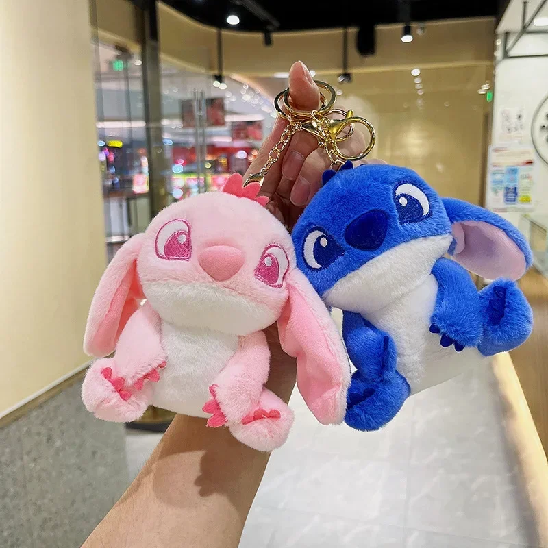 Disney Stitch Plush  Keychain Cute Anime Cartoon Fashion Portable Plushie Toys Car Key Pendant Knapsack Room Decoration Gifts