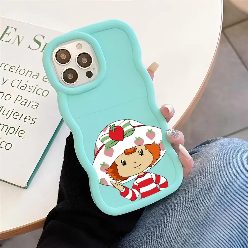 Cartoon Strawberry Shortcake And Dora Phone Case Blue Cute Girls New Wave Corners Macaron For IPhone 16 15 14 13 12 11 X Vivo S