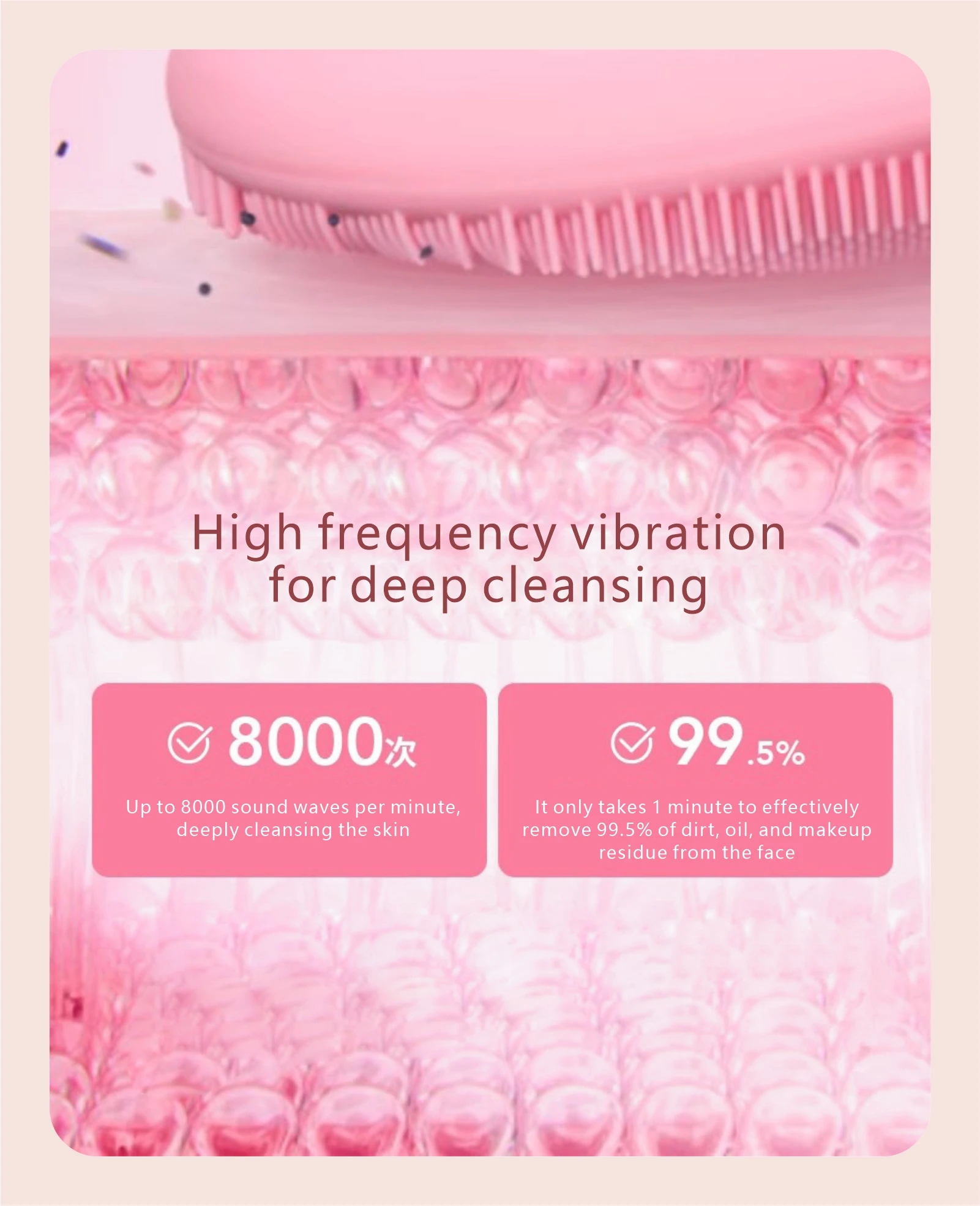 USB-Rechargeable Portable Silicone Facial Cleansing Device Exfoliation Function Waterproof Home Spa Use Safe Face Pore Cleaner