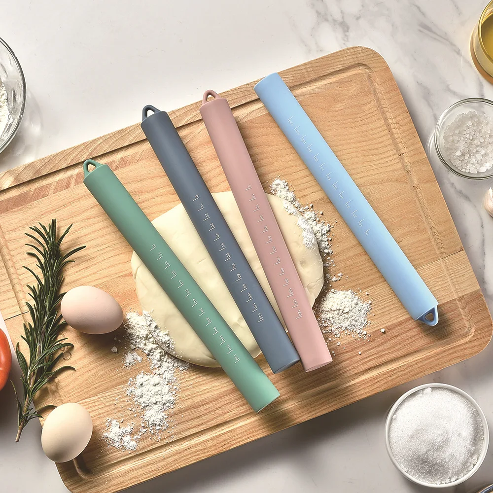 26cm Silicone Rolling Pin Stainless Steel Pastry Dough Flour Roller Kitchen Cooking Baking Tool For Pasta Cookie Dough