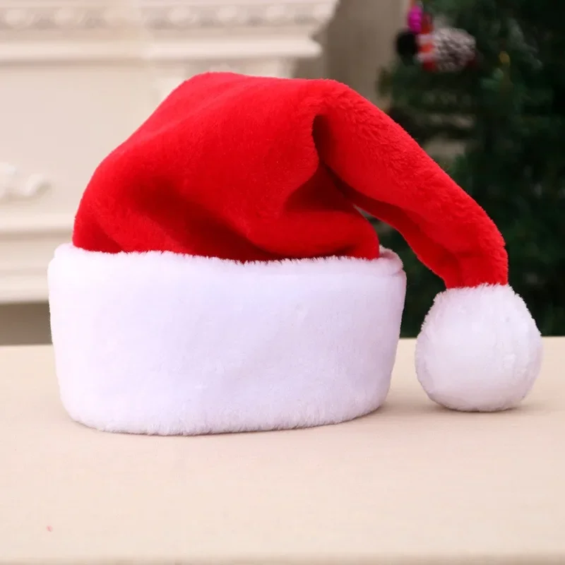 New High-end Santa Hat Thickened and Enlarged Adult Plush Canary Big Ball Santa Hat Ornaments Sold Well