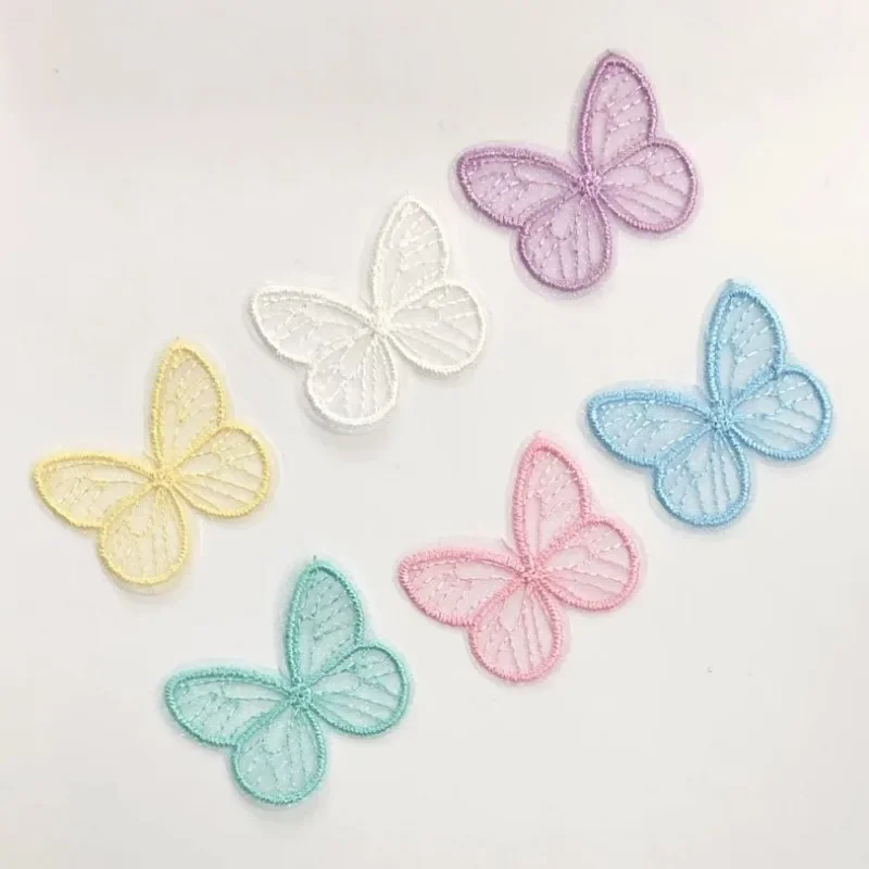 20Pcs/lot 4.5*3.5cm Embroidered Mesh Butterfly Cloth Patches Appliques for Clothes Sewing Supplies DIY Hair Clip Accessories