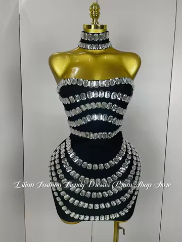 Custom Gorgeous Strapless Cocktail Dress Mini Fit Skirt Evening Gown Crystal Appliqu&eacute; Dress Birthday Party Dress Everyday Dress