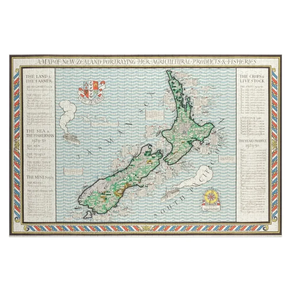 

Old School Map Depiction of New Zealand Jigsaw Puzzle Custom Wooden Gift Custom Jigsaw Diorama Accessories Puzzle