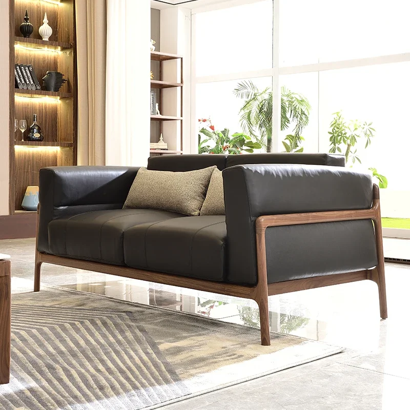 The product can be customizedNew Chinese light luxury Italian minimalist leather sofa small apartment Nordic modern simple l