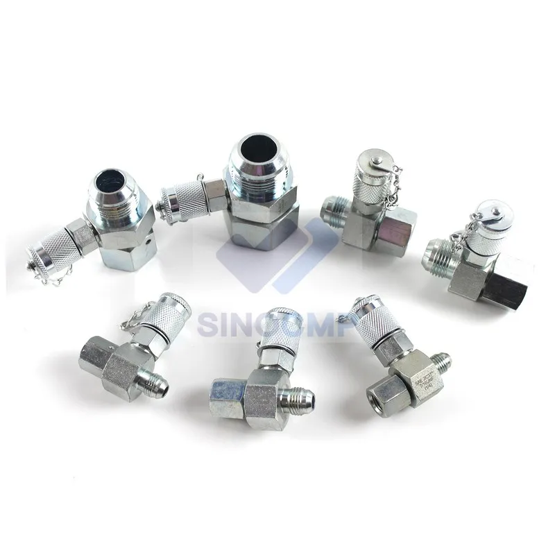 7x/ensemble t-shirts de course pivotants hydrauliques JIC 37 °   Point d'accouplement de test série 1-5/16, 1-1/16, 7/8, 3/4, 9/16, 1/2, 7/16 pour pelle UNF