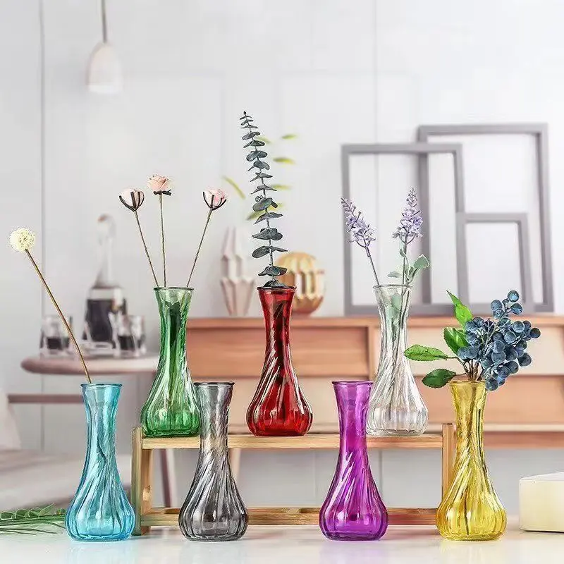 

Small waist small mouth vase hydroponic plant container dried vase flower arrangement living room home decoration color vase
