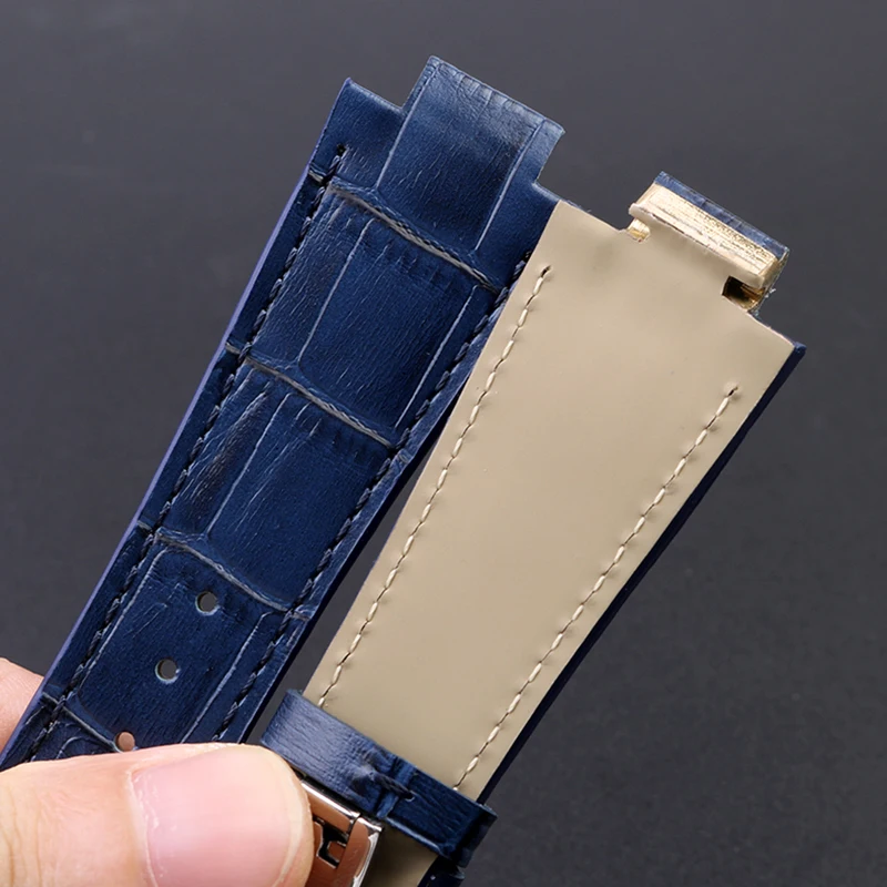 Leather watchband with convex mouth 25 * 13mm for AIKON wristband AI6008 AI6038 AI6058 series business leather strap accessories