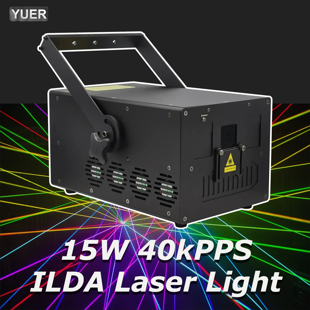 40Kpps 15W RGB Laser Light ILDA Animation Beam Scanner DMX  Stage Laser Projector Dj Disco Party Christmas Stage Effect Lights