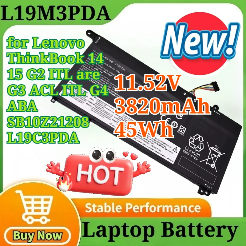 

L19M3PDA L19L3PDA 11.52V 3820mAh 45Wh Laptop Battery for Lenovo ThinkBook 14 15 G2 ITL are G3 ACL ITL G4 ABA SB10Z21208 L19C3PDA