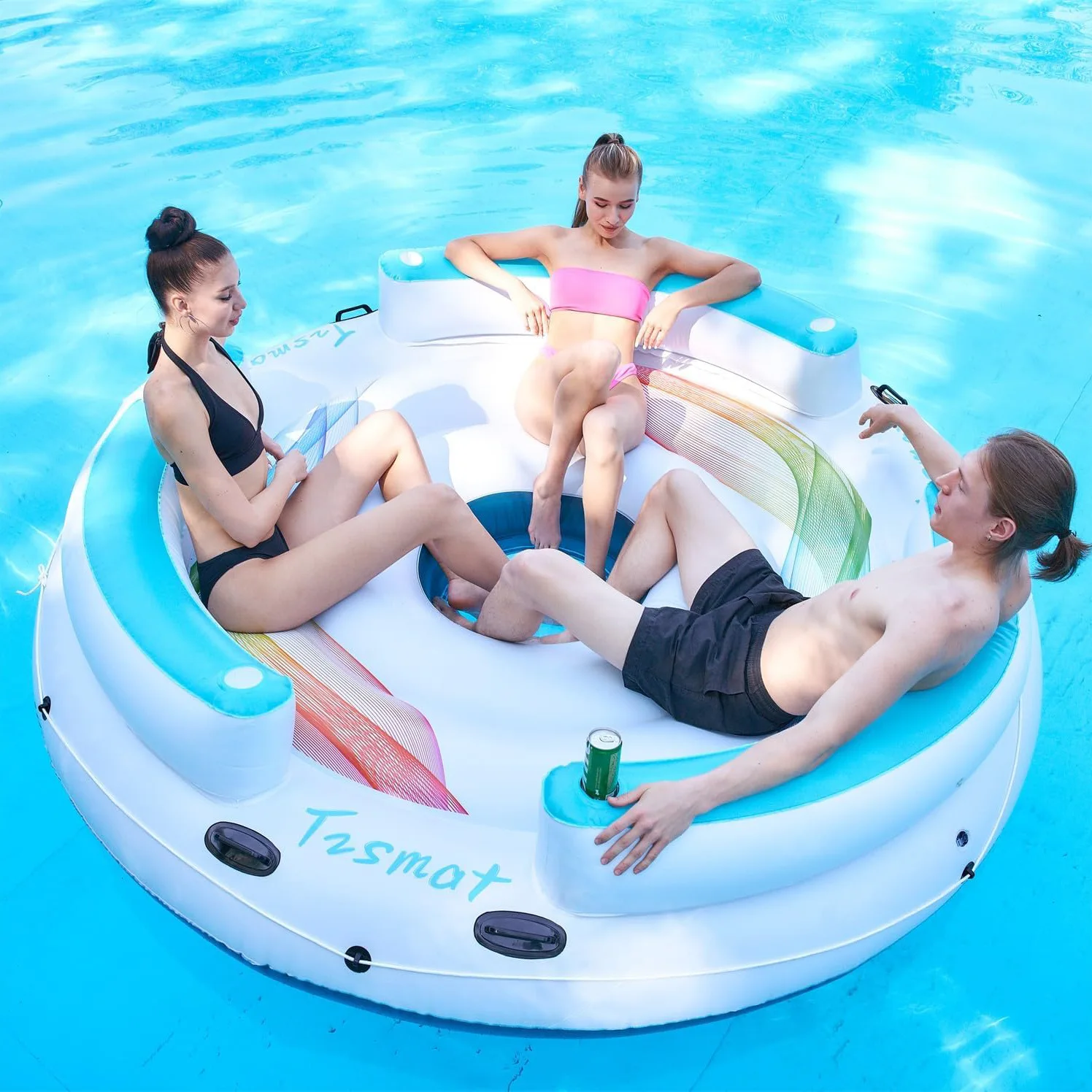 Production of water inflatable multi-person floating island inflatable round water floating boat three-person round floating isl