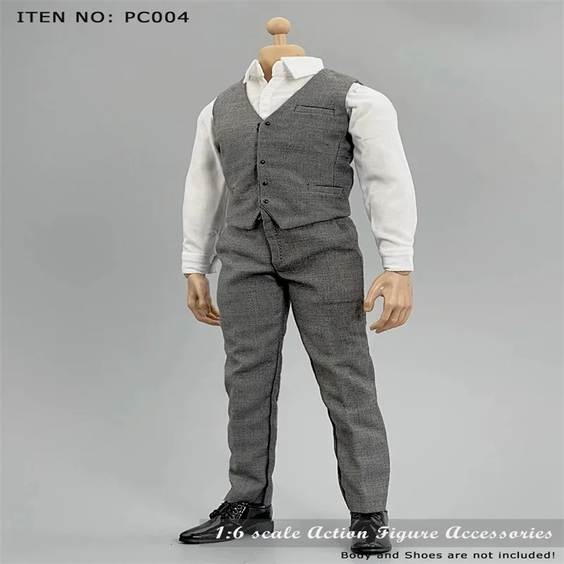 PC004 1/6 Soldato Maschio Moda Grigio Stile Occidentale Vestito Cappotto Camicia Maglia Pantaloni Set Modello Misura 12 ''Action Figure B001 Corpo In Magazzino