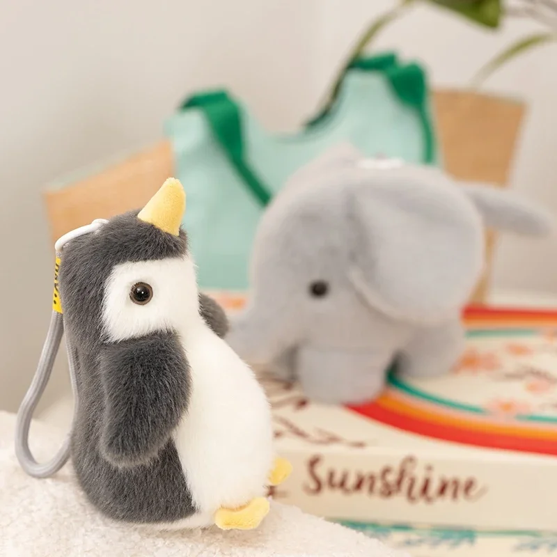 พวงกุญแจตุ๊กตาผ้ากำมะหยี่รูปวาฬ เพนกวิน ช้าง น่ารัก สำหรับตกแต่งกระเป๋าเป้ กระเป๋าถือ รถยนต์ ของขวัญ