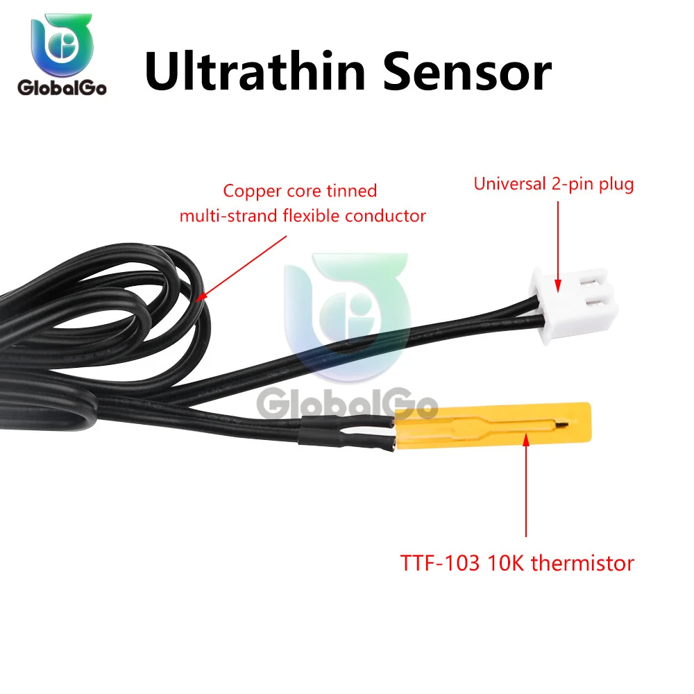 NTC Ultra-thin Temperature Sensor Thin Film Thermistor Probe B3950-10K Surface Temperature Measuring Head