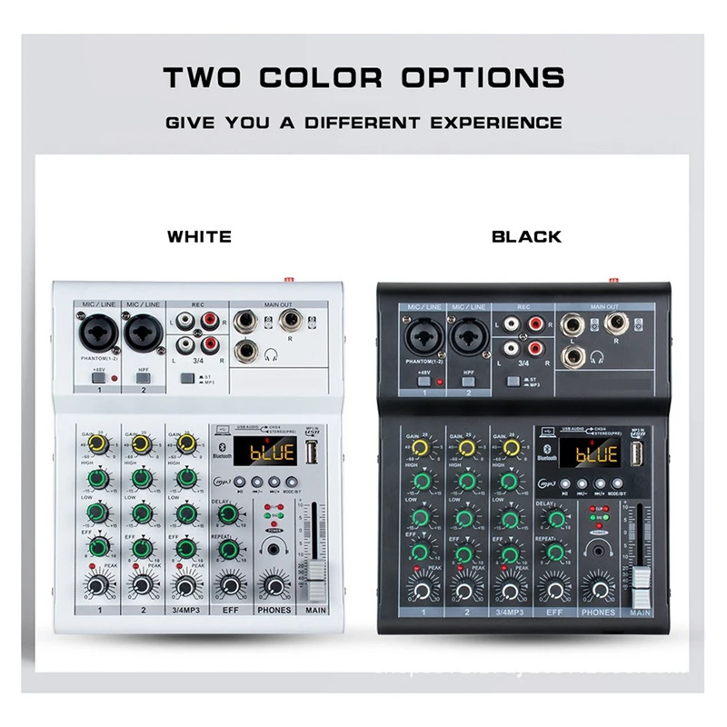 Professional Digital DJ Mixer Console 4 Channel Audio Mixer With USB Port Supports Bluetooth Connection Playback