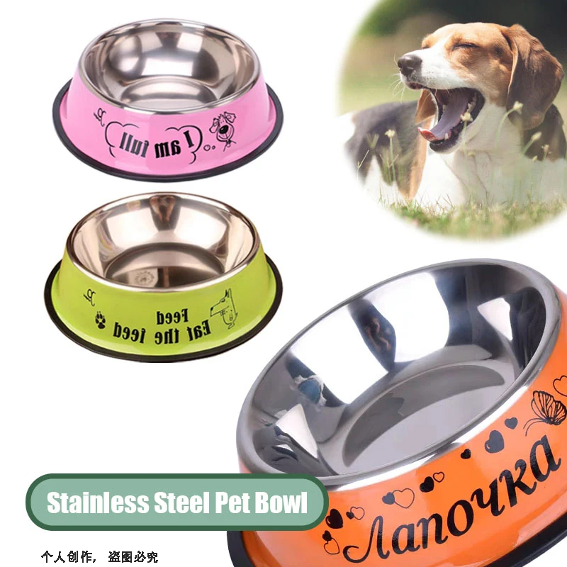 1pcs Dogs Feeding Bowl Puppy Drink Water Feeder Pets Outdoor Food Dish Stainless Steel Cat Lovely Creative Kitten Puppy